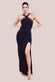 Ribbed Criss Cross Halter Neck Maxi Dress With Thigh Split DR4211