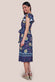 Floral Print Wrap Midi With Flutter Sleeves DR3440