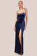 Patterned Sequin Velvet Bandeau Maxi Dress DR3610