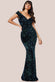 Multi Sequin & Velvet Bardot Maxi Dress DR3512