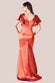 Satin Flutter Sleeve Mermaid Maxi Dress DR3954