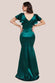 Satin Flutter Sleeve Mermaid Maxi Dress DR3954