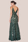 Ornamental Patterned Iridescent Sequin Maxi With Front Split DR3986