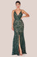 Ornamental Patterned Iridescent Sequin Maxi With Front Split DR3986