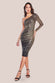 One Sleeve Diagonal Sequin Midi Dress DR4071