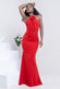 Racer Neck Corsage Scuba Maxi Dress DR4053