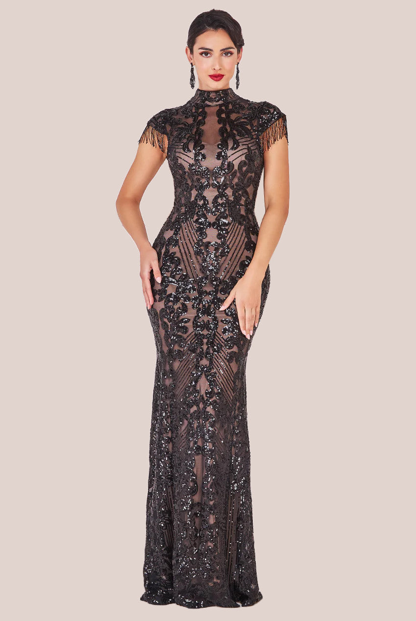 Boutique beaded cap sleeve maxi dress deals