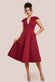 Cap Sleeve Plunging V-Neckline A-line Midi Dress DR4540