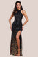 Ombre Sequin Halter Maxi With Thigh Split DR3498