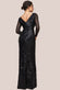 Patterned Sequin Long Sleeve Wrap Bodice Maxi Dress DR3485