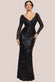 Patterned Sequin Long Sleeve Wrap Bodice Maxi Dress DR3485