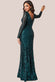 Patterned Sequin Long Sleeve Wrap Bodice Maxi Dress DR3485