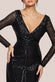 Patterned Sequin Long Sleeve Wrap Bodice Maxi Dress DR3485