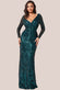 Patterned Sequin Long Sleeve Wrap Bodice Maxi Dress DR3485