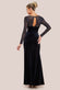 Hotfix Diamante Sleeve Front Split Velvet Maxi Dress DR4383