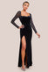 Hotfix Diamante Sleeve Front Split Velvet Maxi Dress DR4383