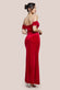 Off The Shoulder Front Split Velvet Maxi Dress DR4318