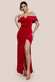 Off The Shoulder Front Split Velvet Maxi Dress DR4318