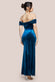 Off The Shoulder Front Split Velvet Maxi Dress DR4318