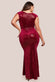 Patterned Sequin Velvet Wrap Bodice Maxi Dress DR3623P