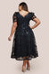 Sequin Lace Short Sleeve A-Line Midi Dress DR4429PLUS