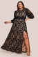 Lace Front Split Long Sleeve Maxi Dress DR4476PLUS