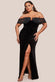 Off Shoulder Hotfix Diamante Wing Velvet Maxi Dress DR4484PLUS