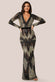 Patterned Sequin Long Sleeve Maxi Dress DR3016