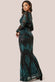 Patterned Sequin Long Sleeve Maxi Dress DR3016