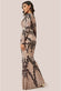 Patterned Sequin Long Sleeve Maxi Dress DR3016