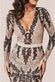 Patterned Sequin Long Sleeve Maxi Dress DR3016