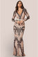 Patterned Sequin Long Sleeve Maxi Dress DR3016