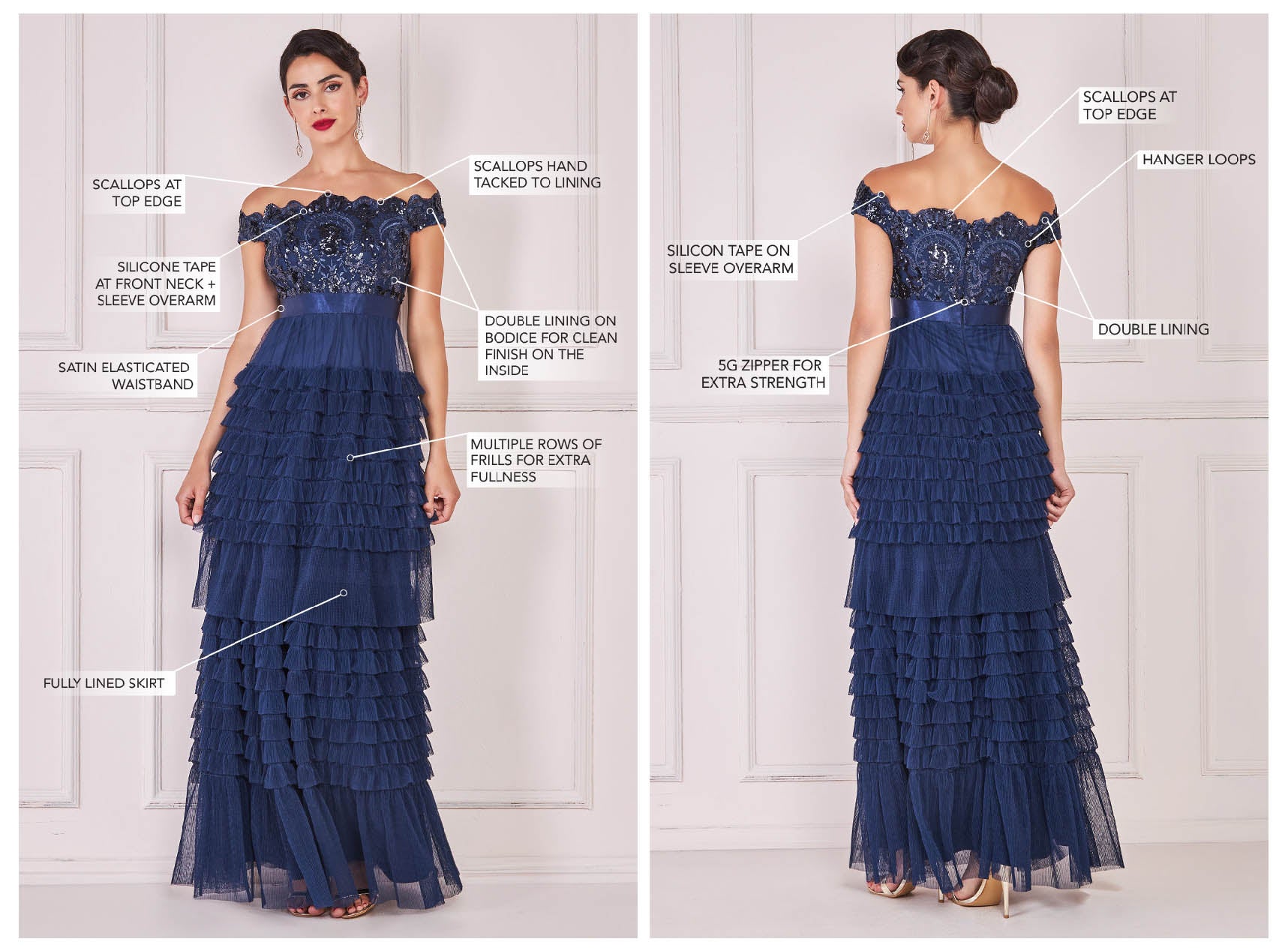 Olyva harmony scallop trim bardot dress deals