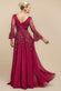 Sunray Hand Embellished Sequin A-Line Bell Sleeve Maxi Dress DR4654