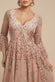 Sunray Hand Embellished Sequin A-Line Bell Sleeve Maxi Dress DR4654