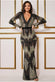 Patterned Sequin Long Sleeve Maxi Dress DR3016