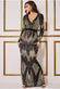 Patterned Sequin Long Sleeve Maxi Dress DR3016