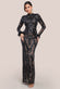 Sequin High Neck Feather Cuff Maxi Dress DR3984