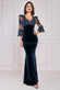 Scalloped Lace & Velvet Maxi Dress DR3972