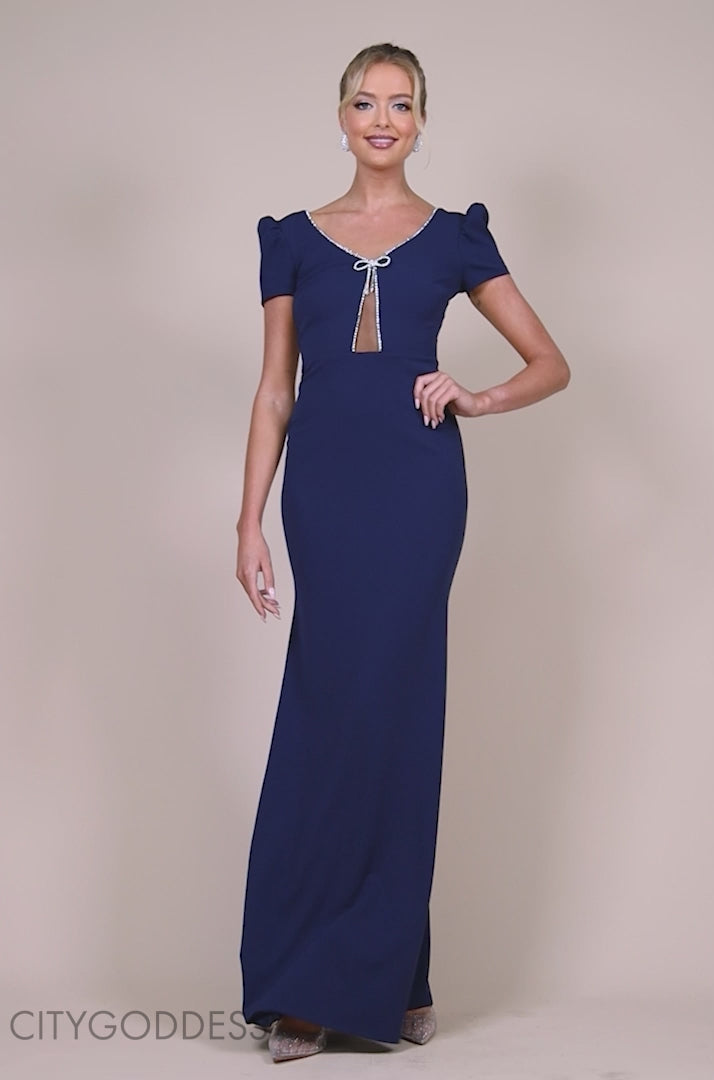 Diamante Embellished With Bow Maxi Dress DR4493