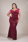 Patterned Sequin Velvet Wrap Bodice Maxi Dress DR3623P