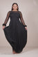 Dobby Mesh Feather Sleeve Hem Maxi Dress DR4046PLUS