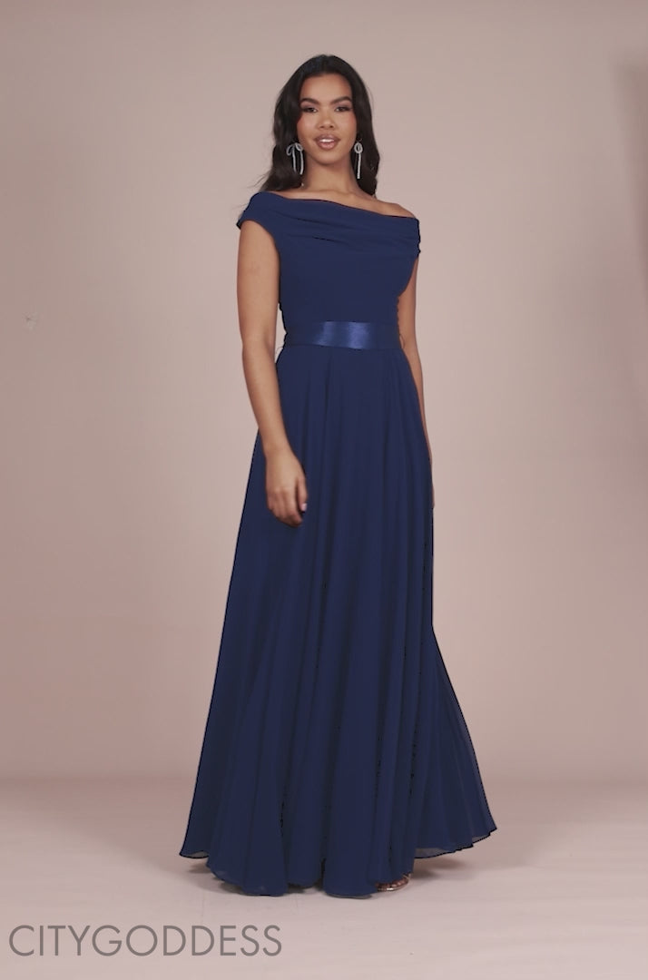 Cowl Neck Chiffon Maxi Dress DR3335A