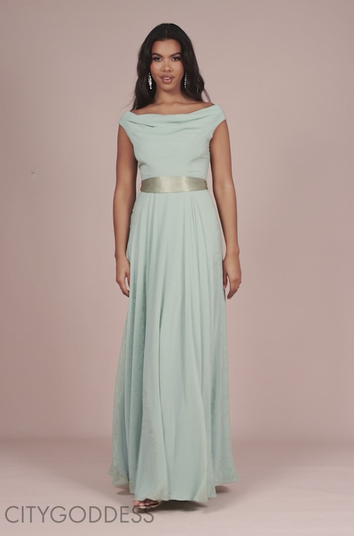 Cowl Neck Chiffon Maxi Dress DR3335A