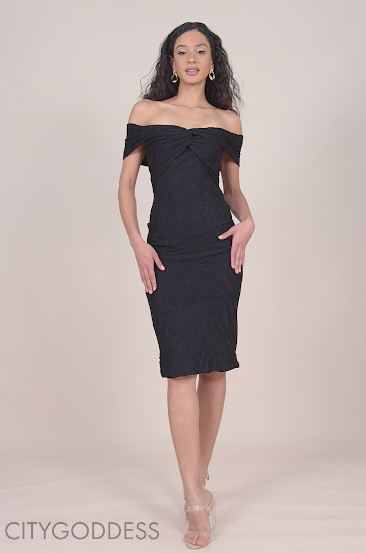 Front Knot Twist Midi Dress DR4409