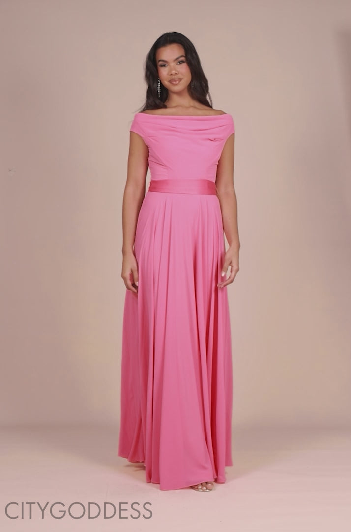 Cowl Neck Chiffon Maxi Dress DR3335A