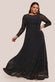 Hotfix Diamante Mesh A-Line Long Sleeve Maxi Dress DR4365PLUS