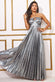 Pleated Foil Strappy Halter Neck Maxi Dress DR3697